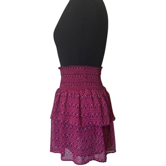 Old Navy Brand Mini Flare Stretch Skirt Red Wine 100% Polyester Junior's Size M - Picture 3 of 11